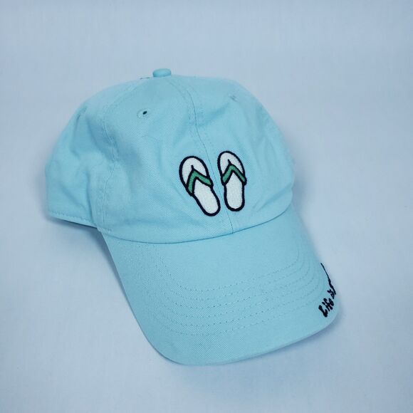 Life Is Good Embroidered Light Blue Sandals Flip Flops Adjustable Cap Hat - Picture 2 of 8